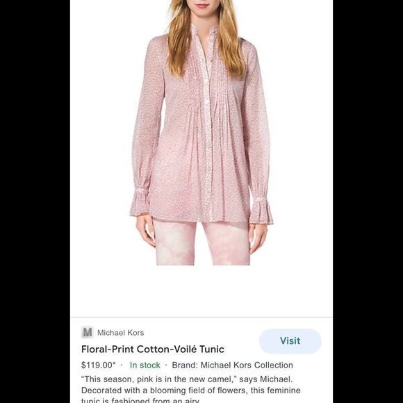 MICHAEL KORS Voile tunic lightweight pleated long sleeve - Picture 1 of 15